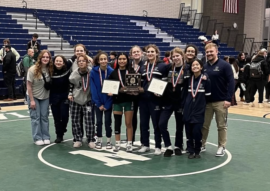 Girls wrestling team after a first place win at the Central Suburban League conference on Jan. 25